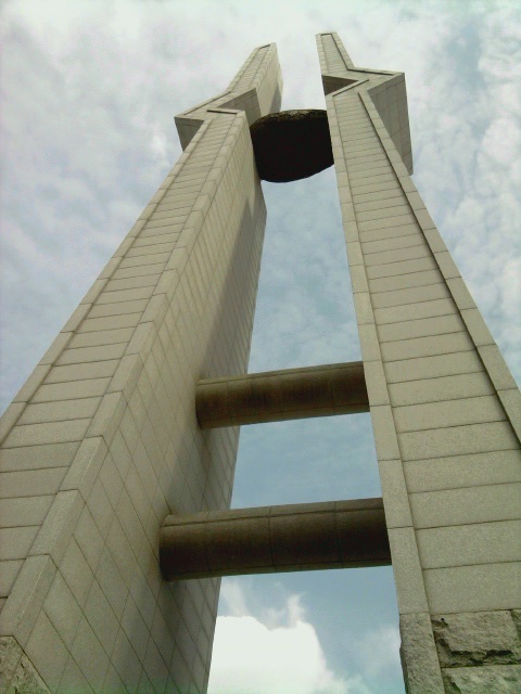 Memorial tower at Gwangju’s May 18th National Cemetery — a later memorial, not a photograph of the 1980 uprising