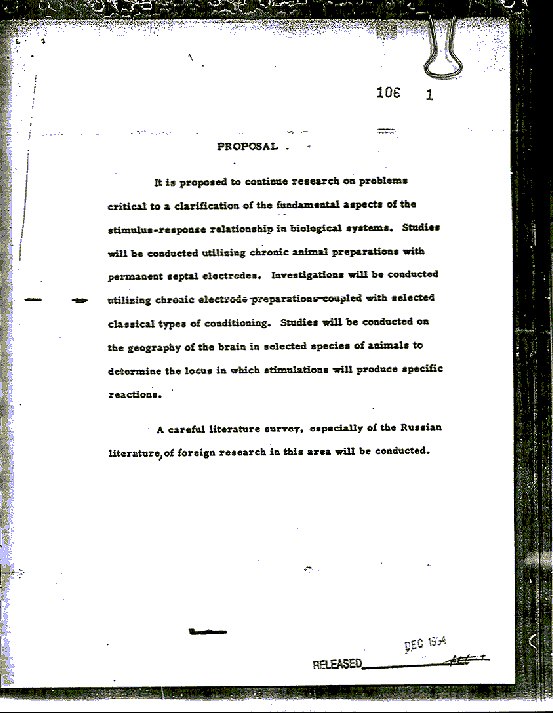 Declassified Project MKULTRA document