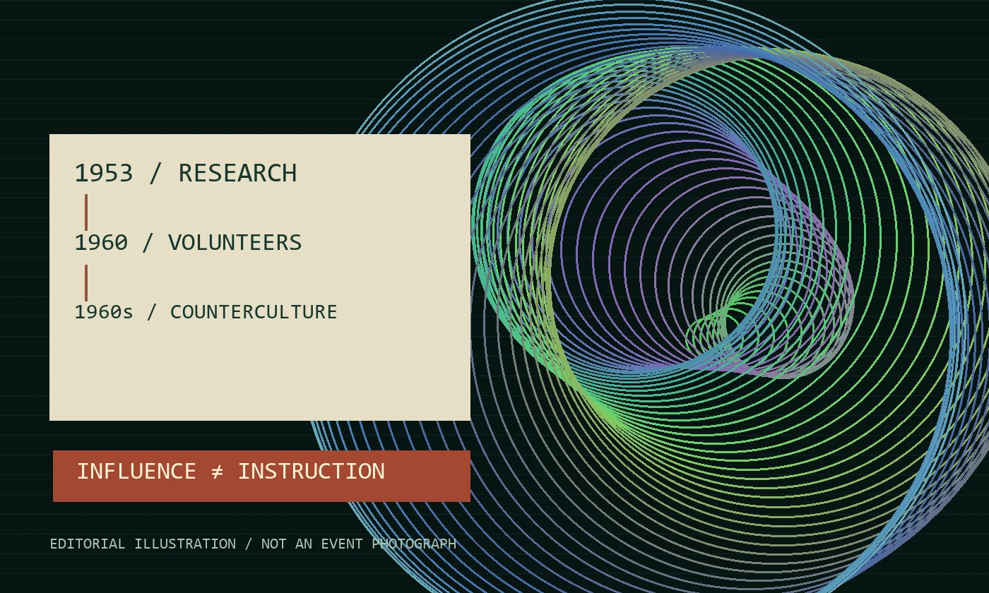 Research, volunteers and counterculture: original evidence-path illustration