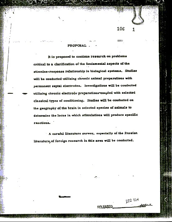 Declassified Project MKULTRA document